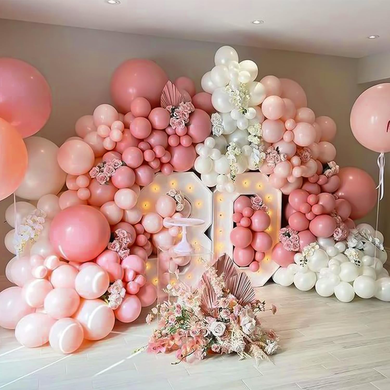 129Pcs Retro Pink Balloons Latex Balloons Different Sizes 18 12 10 5 Inch Party Balloon Kit for Valentine'S Day Birthday Baby Shower Wedding Princess Theme Party Decoration