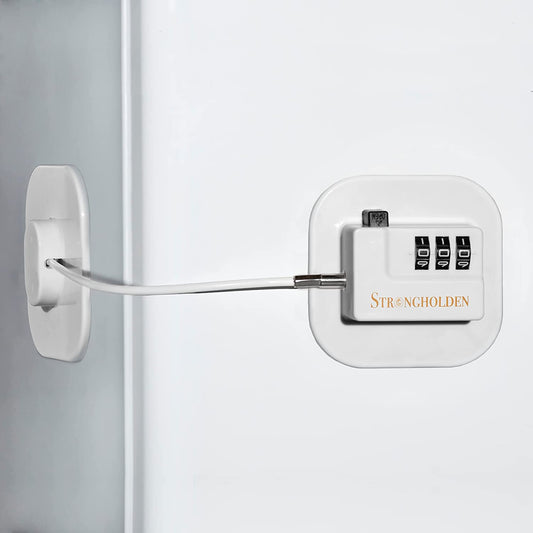Refrigerator Lock Combination, Child Proof Fridge Lock Combo, Freezer Lock Child Proof - Take Care of Your Family with Fridge Locks for Kids by  - No Keys Needed (White & Square)