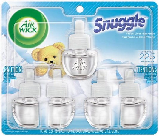 Plug in Scented Oil 5 Refills, Fresh Linen, (5X0.67Oz), Same Familiar Smell of Fresh Laundry, New Look, Packaging May Vary, Essential Oils, Air Freshener