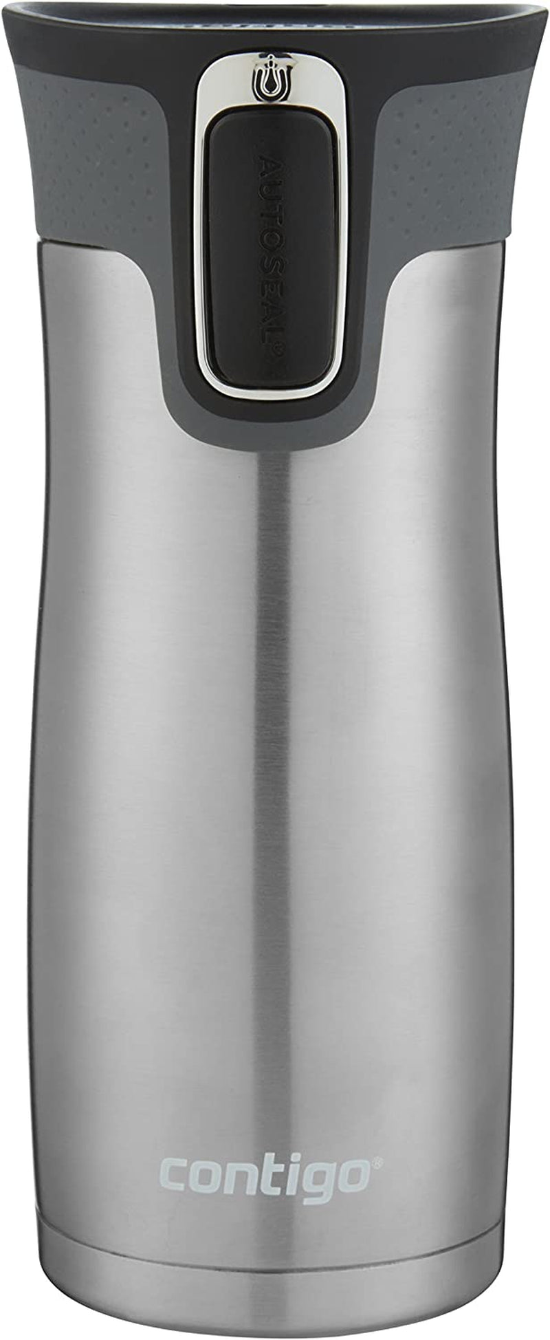 West Loop Stainless Steel Vacuum-Insulated Travel Mug with Spill-Proof Lid, Keeps Drinks Hot up to 5 Hours and Cold up to 12 Hours, 16Oz 2-Pack, Grapevine & Steel