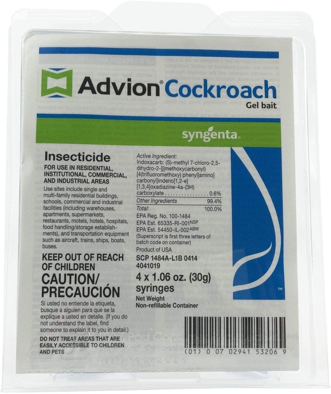 383920 Advion Cockroach Gel Bait 4 X 30 Gram Tubes Roach Control