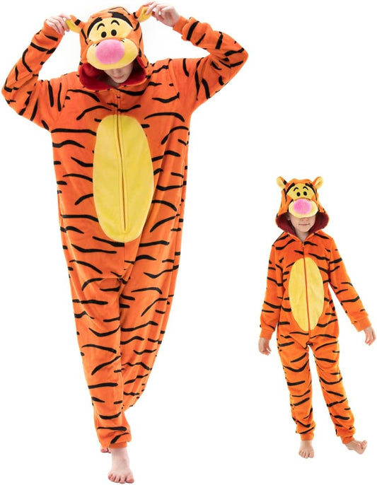 Snug Fit Unisex Adult Onesie Pajamas, Flannel Cosplay Animal One Piece Halloween Costume Sleepwear Homewear