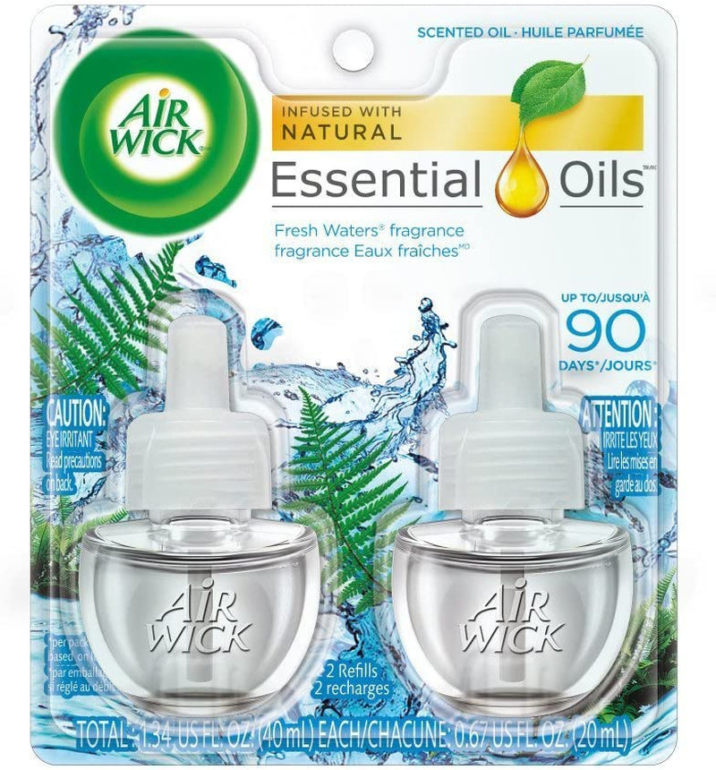, Plug in Scented Oil 2 Refills, Fresh Waters, 1.34 Oz (Pack of 2)