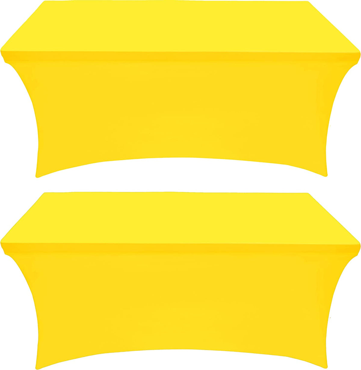Spandex Tablecloth 2 Pack [6FT, Yellow] Tight, Fitted, Washable and Wrinkle Resistant Stretch Rectangular Patio Table Cover for Event, Wedding, Banquet & Parties [72Lx30Wx30H Inch]