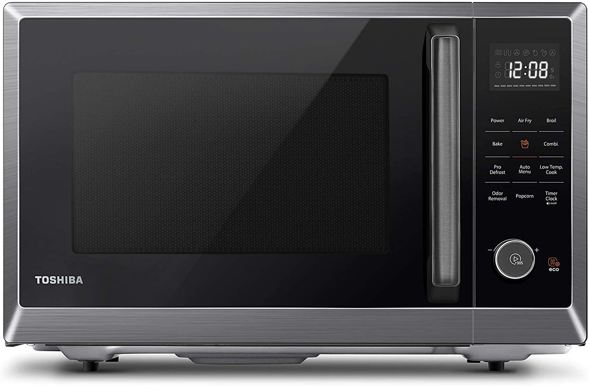 ML2-EC10SA(BS) 8-In-1 Countertop Microwave with Air Fryer Microwave Combo, Convection, Broil, Odor Removal, Mute Function, 12.4" Position Memory Turntable with 1.0 Cu.Ft, Black Stainless Steel