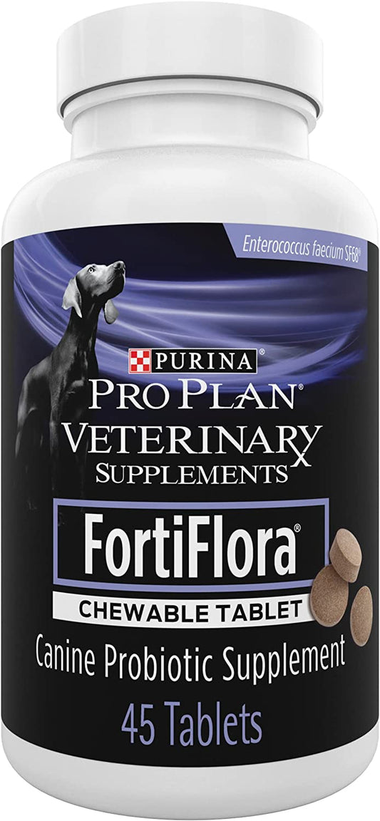 Pro Plan Veterinary Supplements Fortiflora Chewable Dog Probiotic Supplement Tablets - 45 Ct. Canister