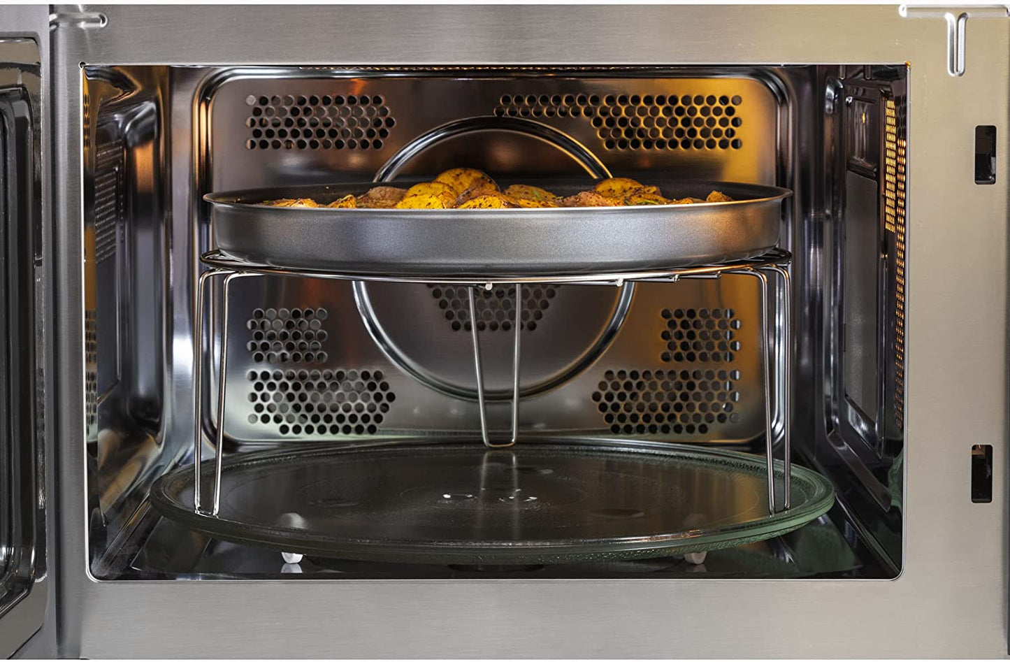 3-In-1 Countertop Microwave Oven | Complete with Air Fryer, Broiler & Convection Mode | 1.0 Cubic Feet Capacity, 1,050 Watts | Kitchen Essentials for the Countertop or Dorm Room | Stainless Steel