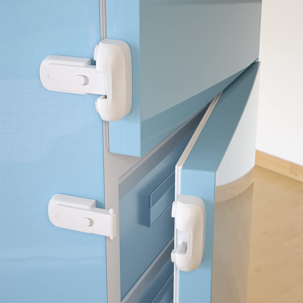 2 Pcs Baby Safety Fridge Lock, Child Proof Refrigerator Freezer Door Lock, Protect Refrigerators with Damaged Sealing Strips ( White )