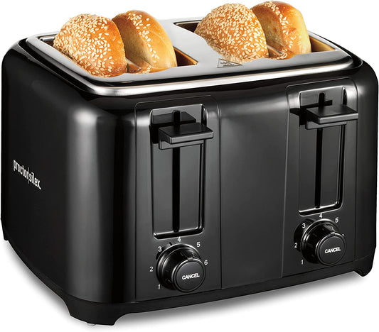4 Slice Toaster with Extra Wide Slots for Bagels, Cool-Touch Walls, Shade Selector, Toast Boost, Auto Shut-Off and Cancel Button, Black (24215PS)
