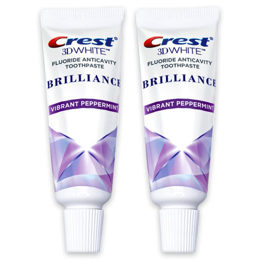 3D White Brilliance Toothpaste, Vibrant Peppermint, Travel Size 0.85 Oz (24G) - Pack of 2