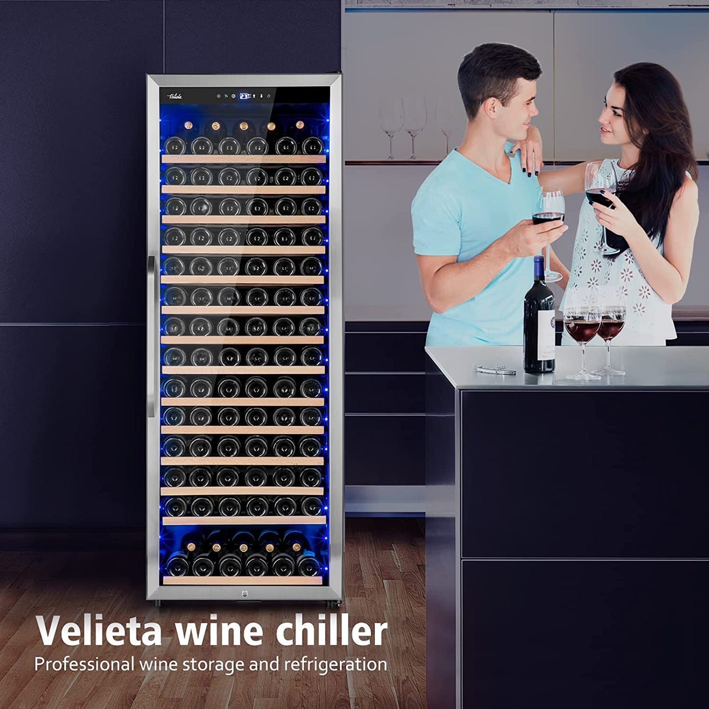 Wine Cooler Refrigerator,  179 Bottles Professional Wine Cellars with Powerful Compressor,Quiet Operation and Elegant Design for the Wine Enthusiast, Silver, 23.5Inches×27.2Inchesx62.9Inches