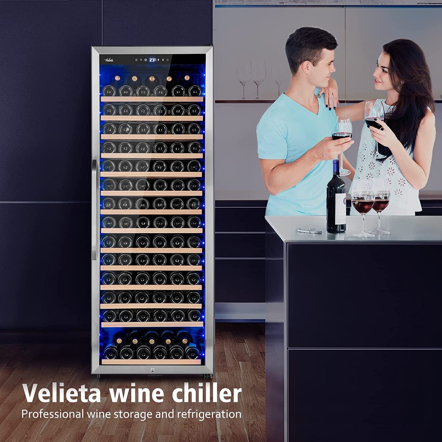 Wine Cooler Refrigerator,  179 Bottles Professional Wine Cellars with Powerful Compressor,Quiet Operation and Elegant Design for the Wine Enthusiast, Silver, 23.5Inches×27.2Inchesx62.9Inches