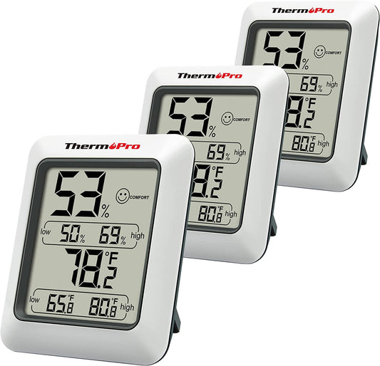 TP50 3 Pieces Digital Hygrometer Indoor Thermometer Room Thermometer and Humidity Gauge with Temperature Humidity Monitor