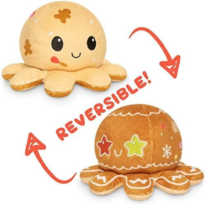 - the Original Reversible Octopus Plushie - Gingerbread - Cute Sensory Fidget Stuffed Animals That Show Your Mood