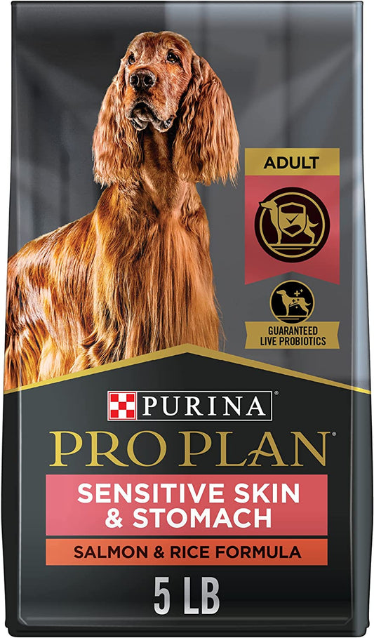 Sensitive Skin and Stomach Dog Food with Probiotics for Dogs, Salmon & Rice Formula - 5 Lb. Bag
