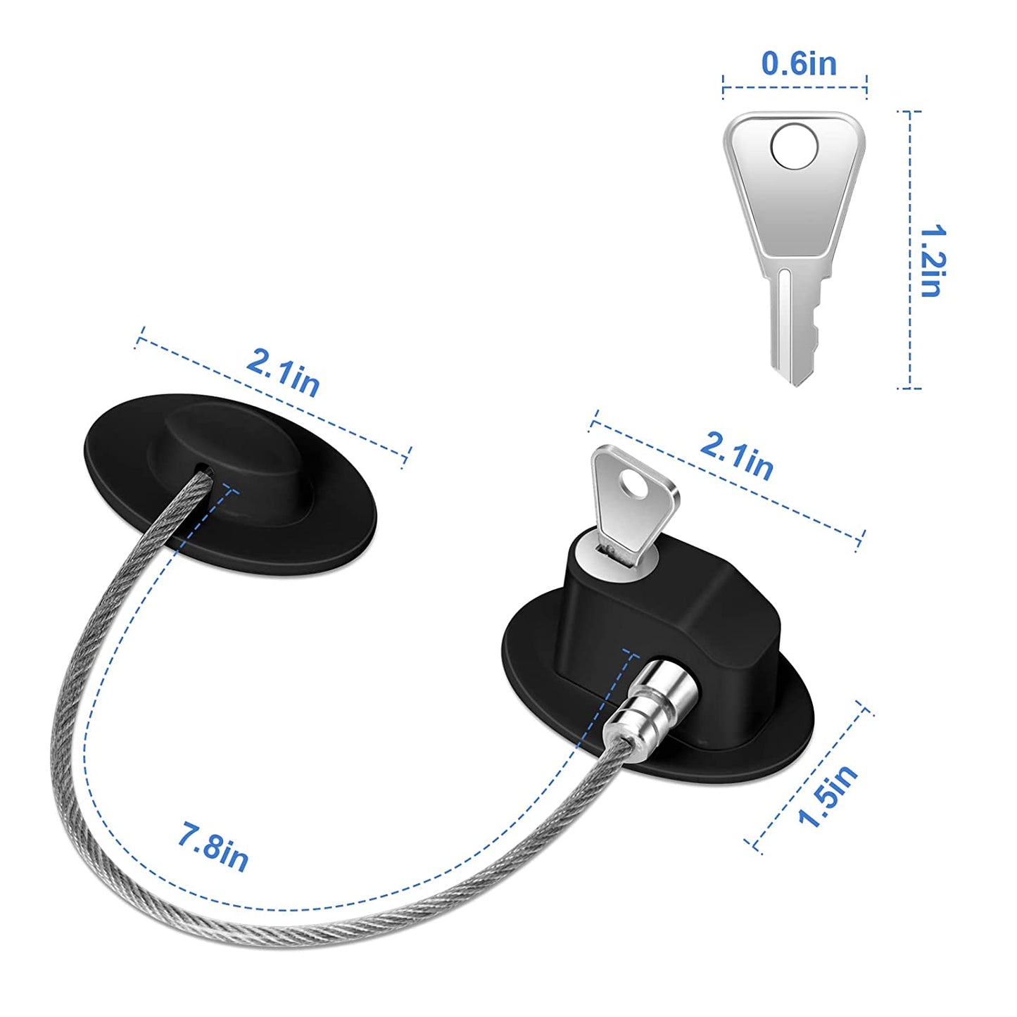 2 Pcs Fridge Lock, Refrigerator Lock for Children, Mini Fridge Locks for Kids, Freezer Lock, Used in Refrigerator Door, Cabinets, Drawers, Toilet Seat (Pads Size: 2.1 X 1.5 In)