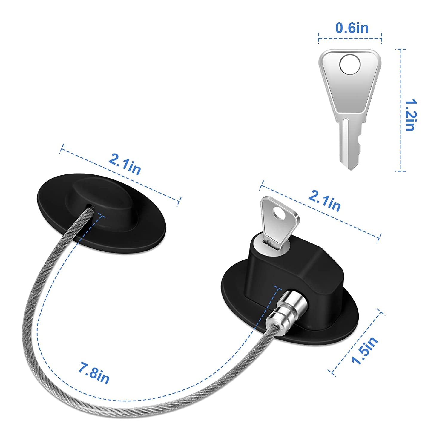 2 Pcs Fridge Lock, Refrigerator Lock for Children, Mini Fridge Locks for Kids, Freezer Lock, Used in Refrigerator Door, Cabinets, Drawers, Toilet Seat (Pads Size: 2.1 X 1.5 In)