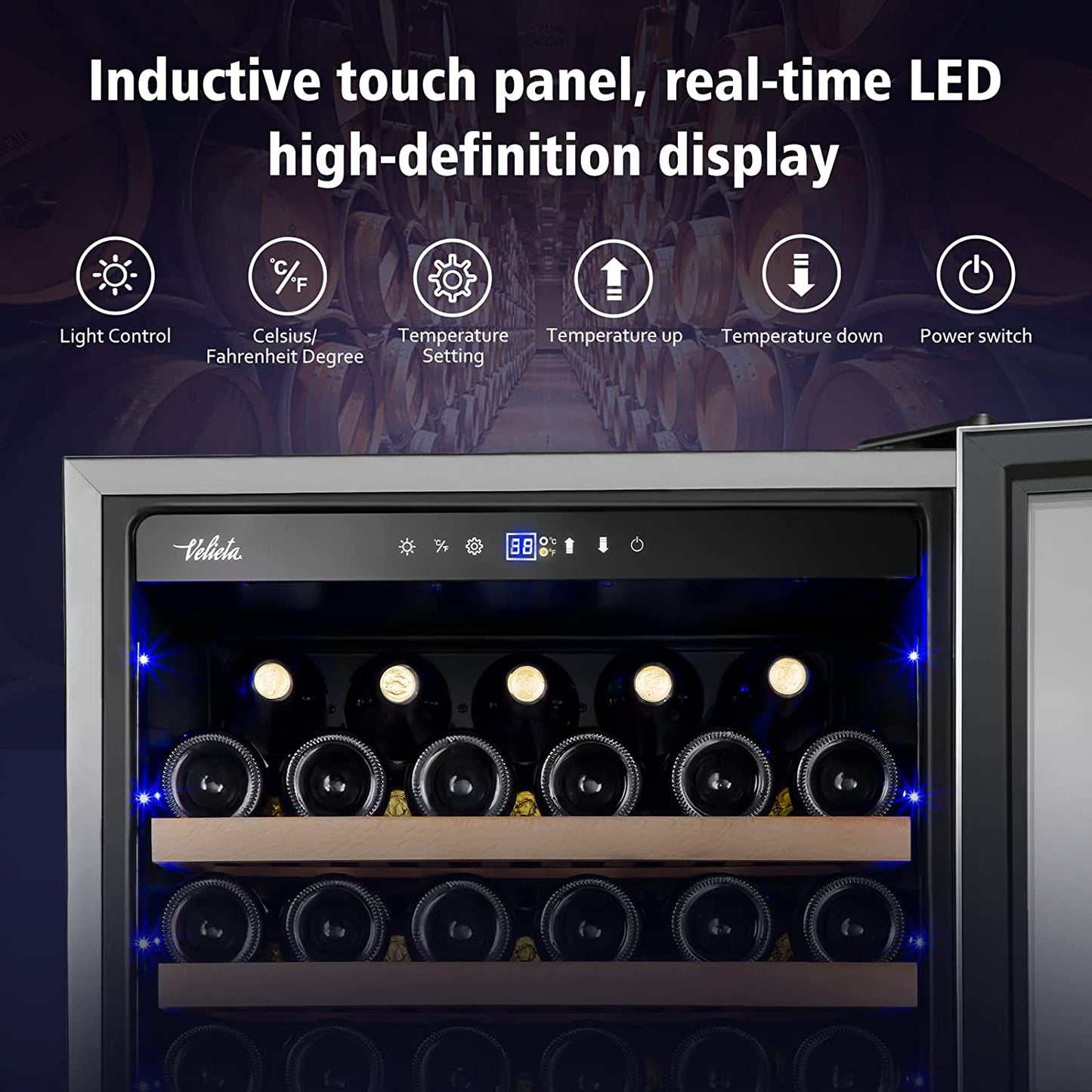 Wine Cooler Refrigerator,  179 Bottles Professional Wine Cellars with Powerful Compressor,Quiet Operation and Elegant Design for the Wine Enthusiast, Silver, 23.5Inches×27.2Inchesx62.9Inches
