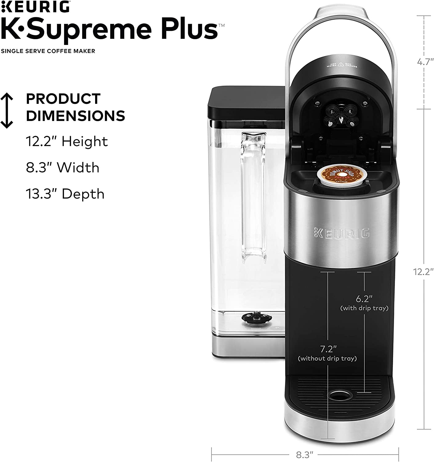 ® K-Supreme plus Single Serve K-Cup Pod Coffee Maker, Multistream Technology, Stainless Steel