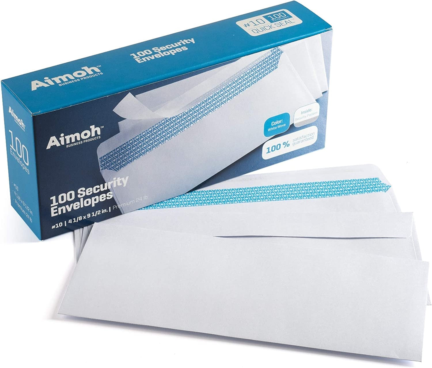 #10 Security Tinted Self-Seal Envelopes - No Window - Enveguard, Size 4-1/8 X 9-1/2 Inches - White - 24 LB - 100 Count (34100)