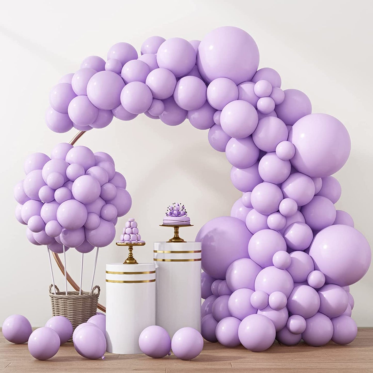 129Pcs Pastel Purple Balloons Different Sizes 18 12 10 5 Inches for Garland Arch, Light Purple Balloons for Birthday Baby Shower Gender Reveal Wedding Party Decoration