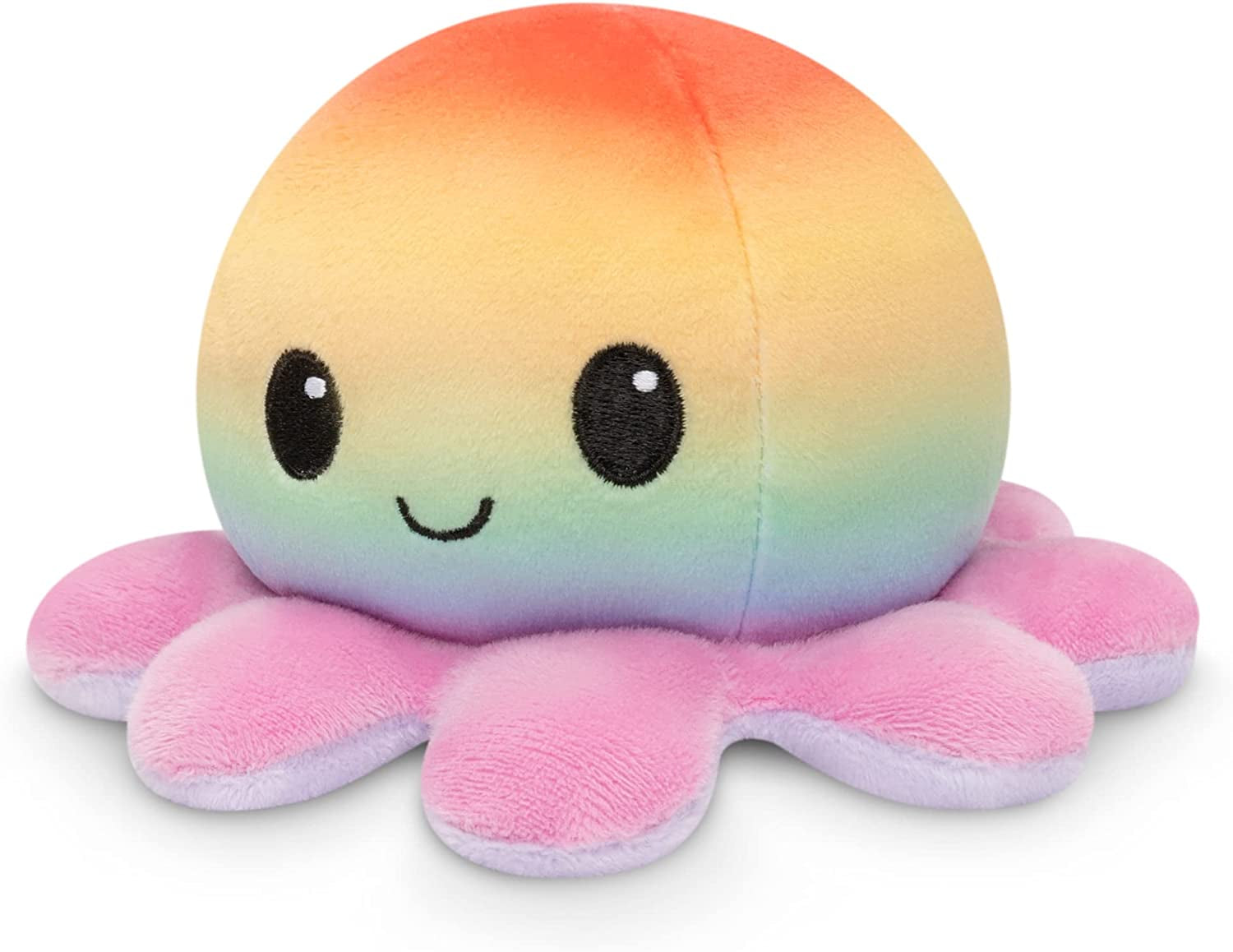 - the Original Reversible Octopus Plushie - Rainbow + Light Purple - Cute Sensory Fidget Stuffed Animals That Show Your Mood 4X4X3