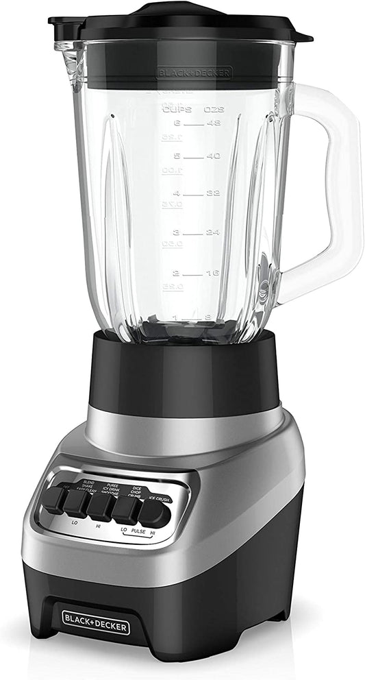 Powercrush Multi-Function Blender with 6-Cup Glass Jar, 4 Speed Settings, Silver
