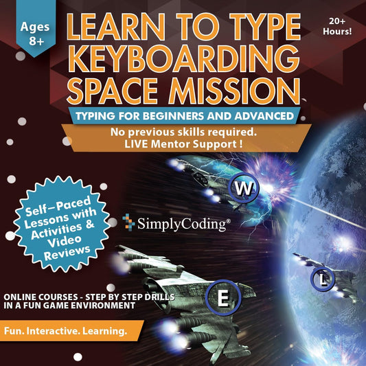 Typing for Kids Ages 9-12 Keyboarding Space Mission: Learn to Type Software Program - Beginners to Advanced Computer Typing Games and Lessons (PC, Mac, Chromebook Compatible)