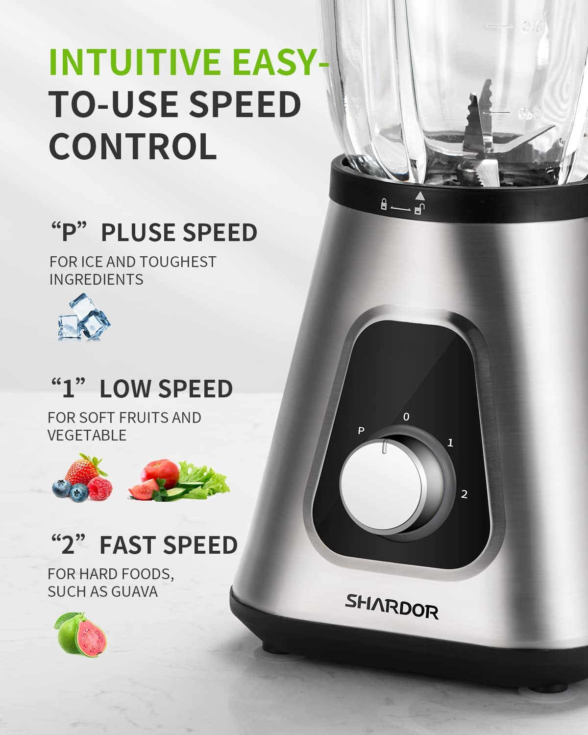 1200W Blender for Shake and Smoothies, Countertop Blender and Personal Blender Combo, 52Oz Glass Jar, 22Oz Travel Cup + 3 Adjustable Speed Control for Frozen Fruit Drinks, Smoothies, Sauces, Sliver