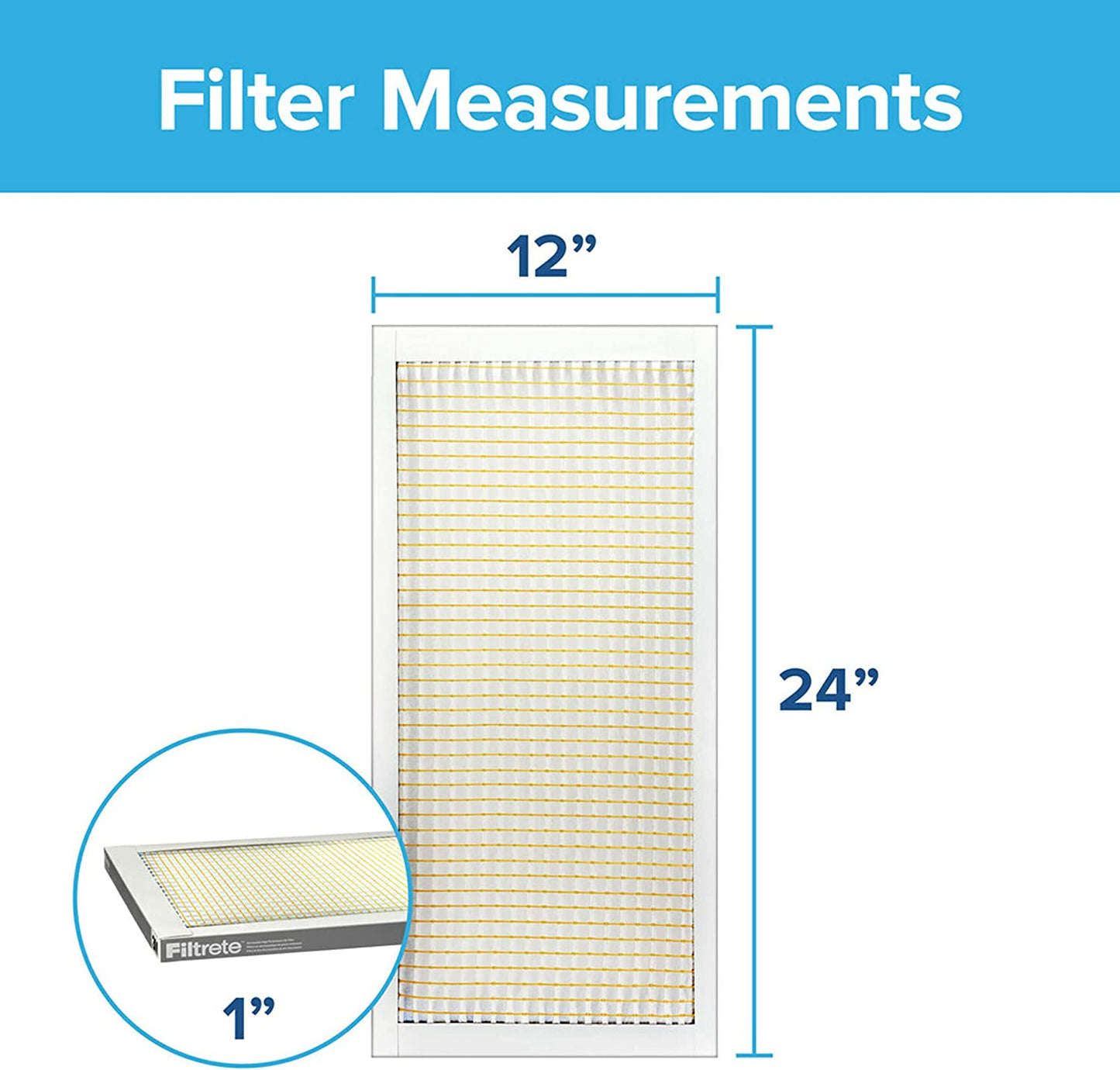 12X24X1 Air Filter, MPR 300, MERV 5, Clean Living Basic Dust 3-Month Pleated 1-Inch Air Filters, 6 Filters