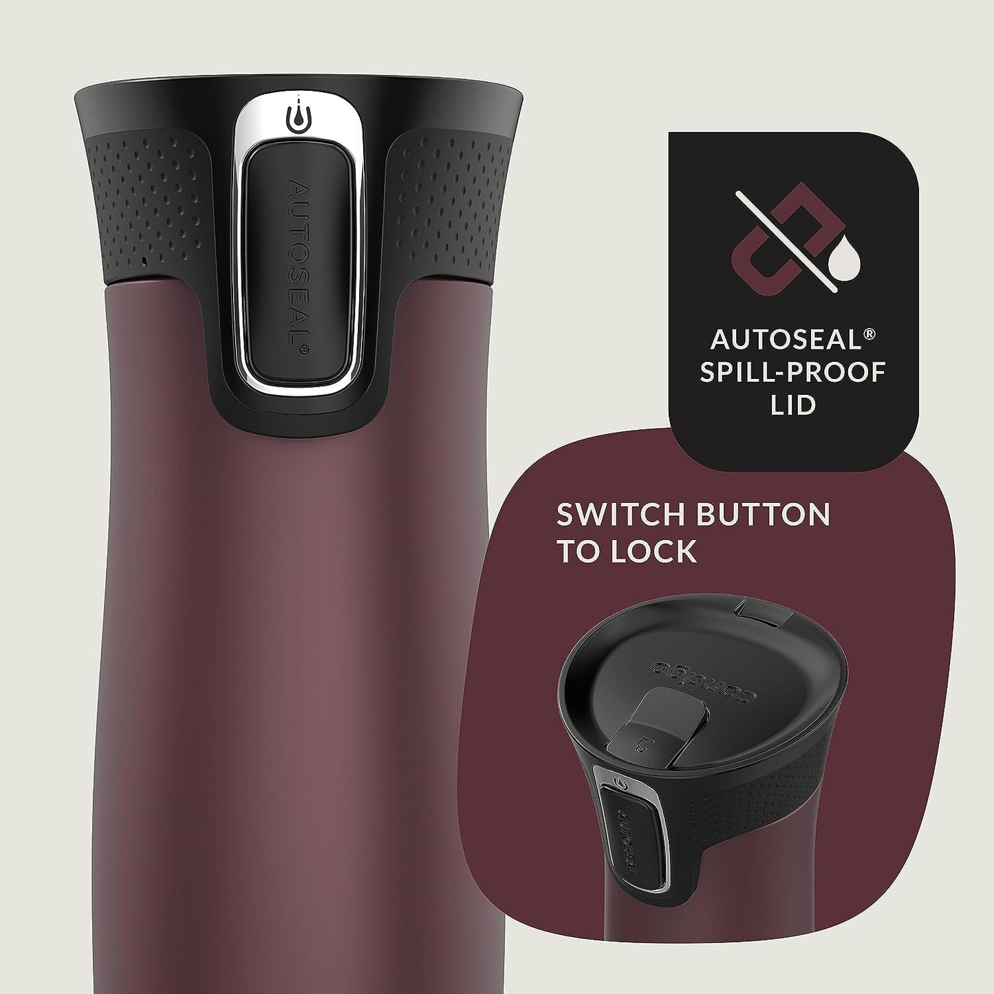West Loop Stainless Steel Vacuum-Insulated Travel Mug with Spill-Proof Lid, Keeps Drinks Hot up to 5 Hours and Cold up to 12 Hours, 16Oz Chocolate Truffle Metallic