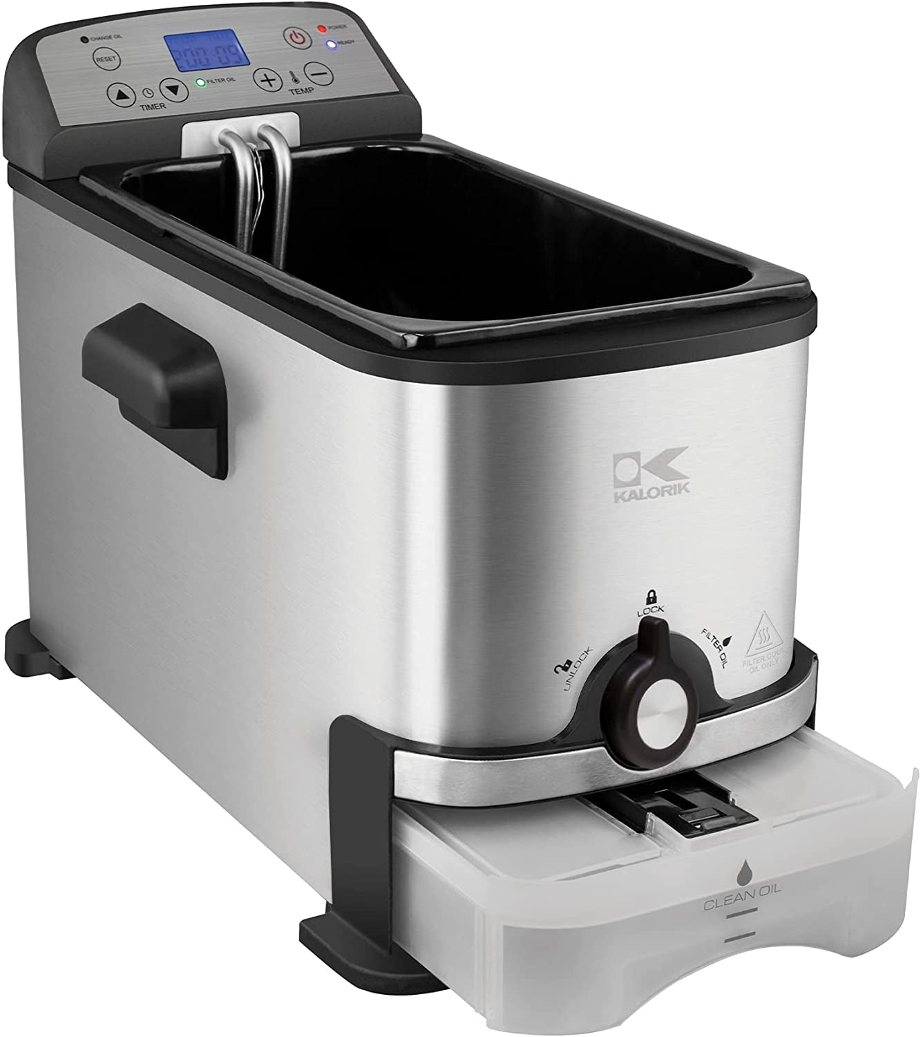 ® 3.2 Quart Digital Deep Fryer with Oil Filtration, Stainless Steel