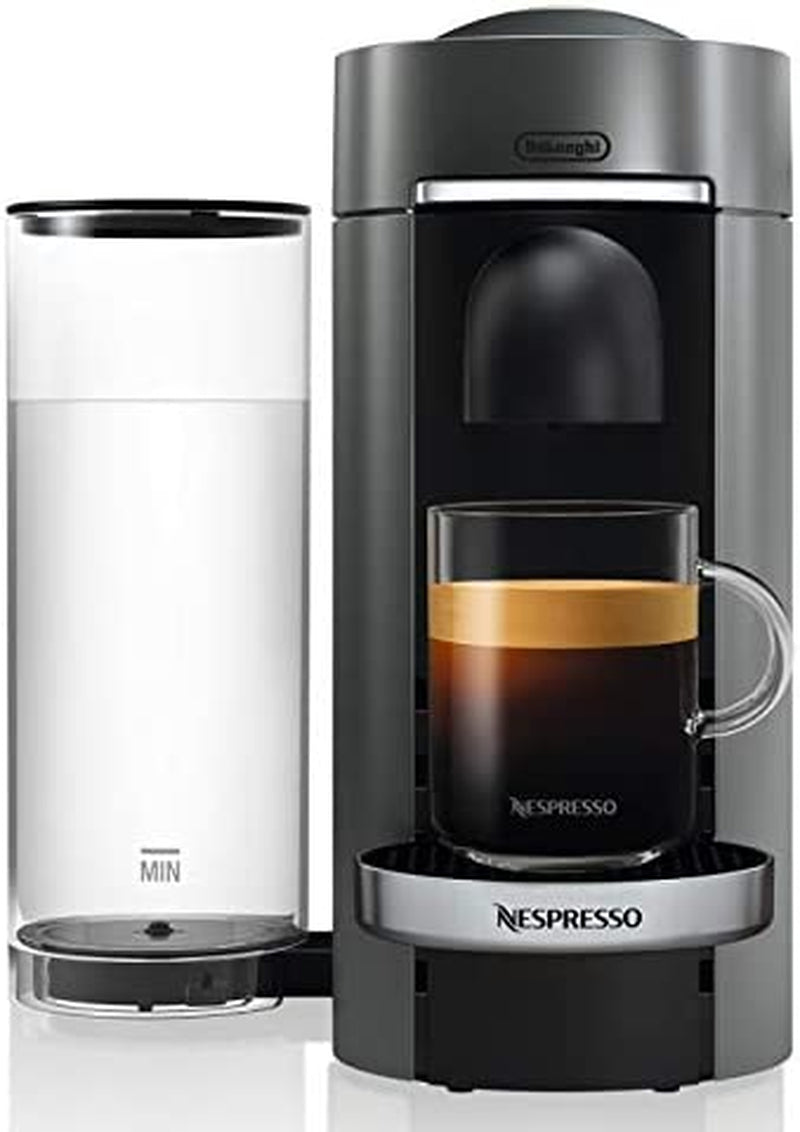 Vertuoplus Deluxe Coffee and Espresso Machine by De'Longhi with Milk Frother, Titan,Gray