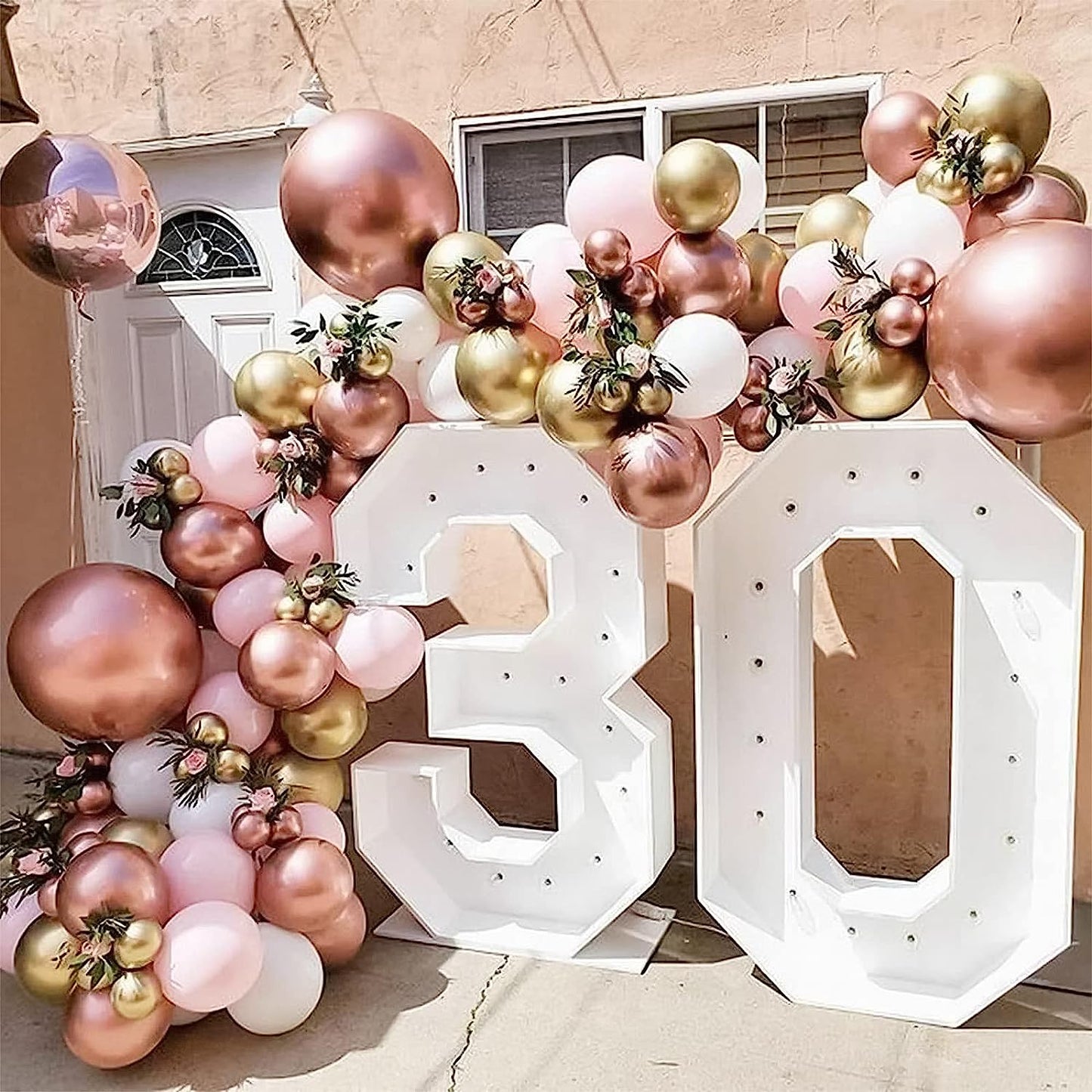 129Pcs Rose Gold Balloons Latex Balloons Different Sizes 18 12 10 5 Inches Party Balloon Kit for Birthday Party Graduation Baby Shower Wedding Holiday Balloon Decoration