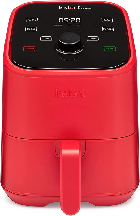 Vortex 4-In-1, 2-Quart Mini Air Fryer Oven Combo with Customizable Smart Cooking Programs, Nonstick and Dishwasher-Safe Basket, Includes Free App with over 1900 Recipes, Red