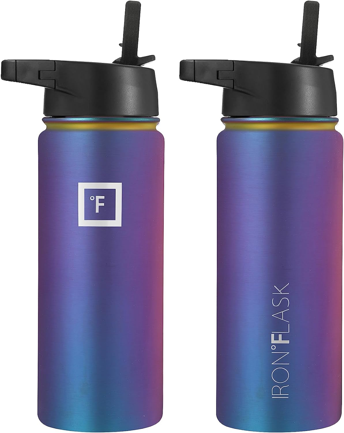 Sports Water Bottle - 18 Oz 3 Lids (Straw Lid), Leak Proof - Stainless Steel Gym & Sport Bottles for Men, Women & Kids - Double Walled, Insulated Thermos, Metal Canteen