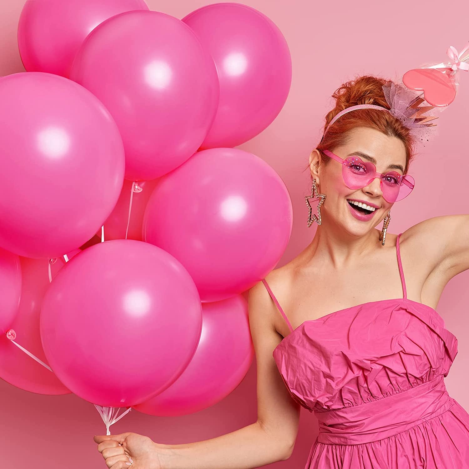 129Pcs Hot Pink Balloons Latex Balloons Different Sizes 18 12 10 5 Inch Party Balloon Kit for Valentine'S Day Birthday Baby Shower Wedding Princess Theme Party Decoration