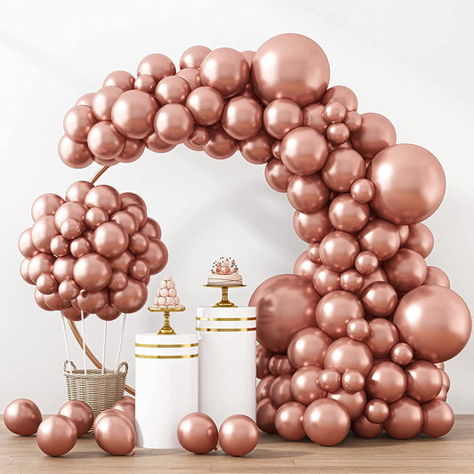 129Pcs Rose Gold Balloons Latex Balloons Different Sizes 18 12 10 5 Inches Party Balloon Kit for Birthday Party Graduation Baby Shower Wedding Holiday Balloon Decoration