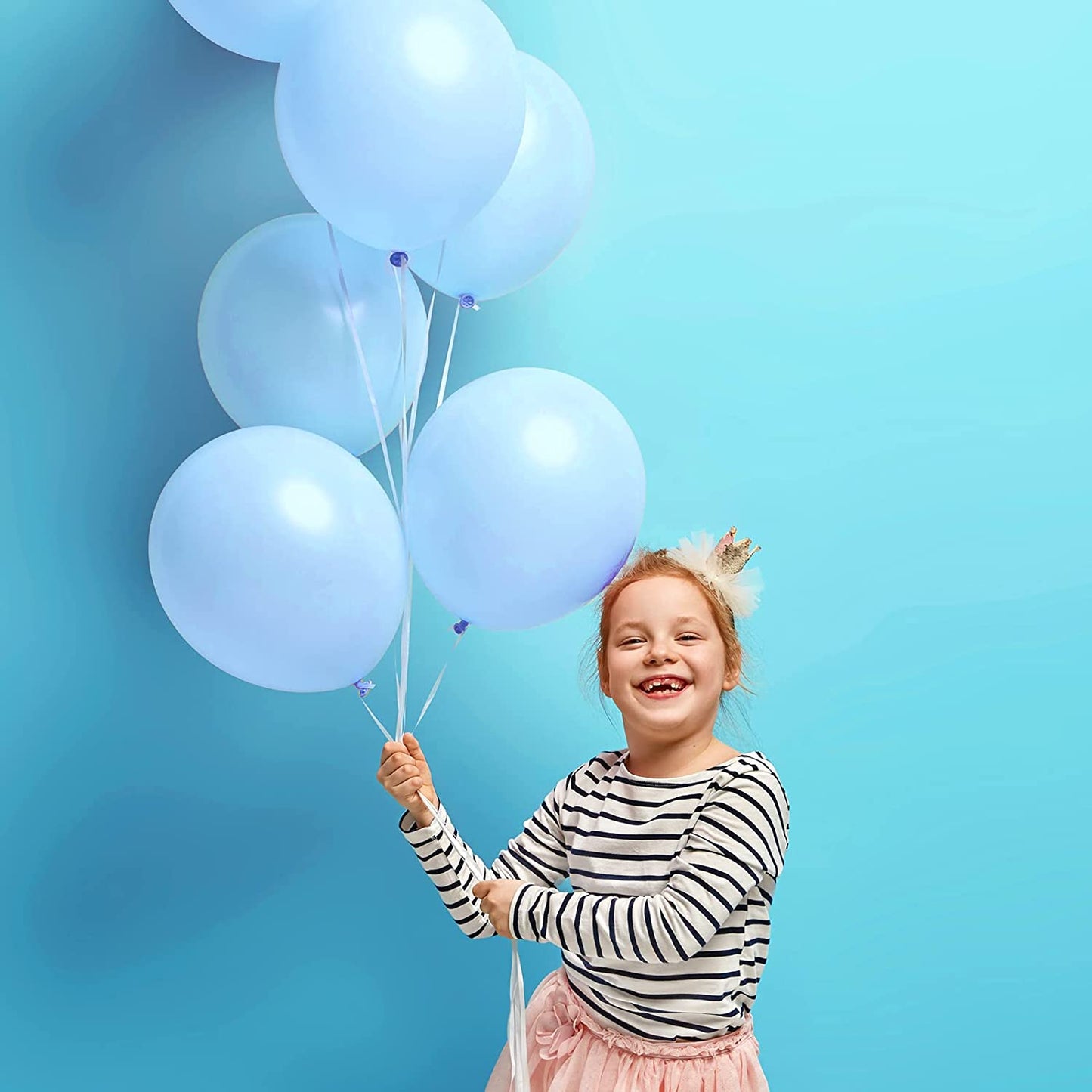 129Pcs Pastel Blue Balloons Different Sizes 18 12 10 5 Inch for Garland Arch, Light Blue Balloons for Birthday Baby Shower Gender Reveal Wedding Party Decoration
