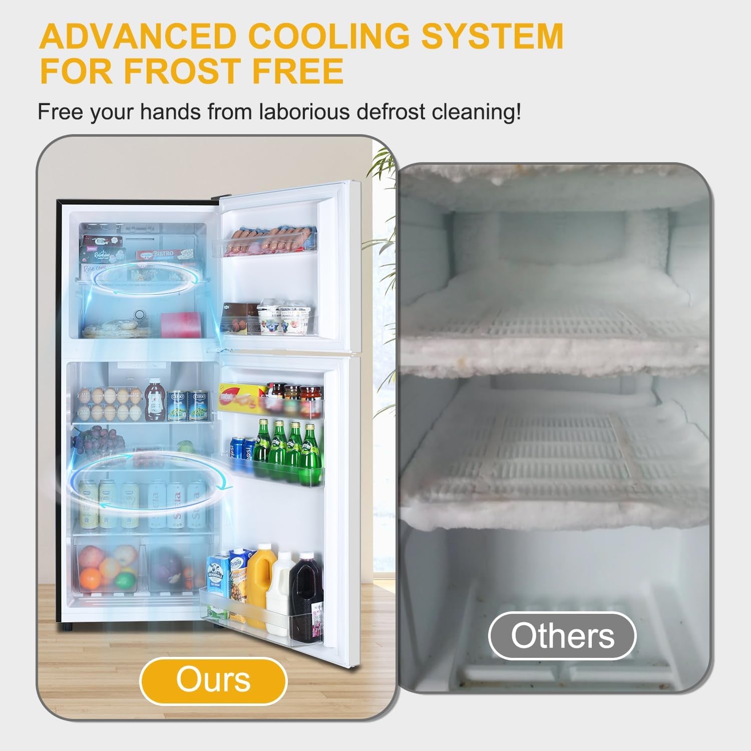 12.1 CU' Refrigerator with Freezer, Apartment Size Refrigerator Top Freezer, 2 Door Fridge with Adjustable Thermostat Control, Freestanding, Door Swing, Stainless Steel (FR 1202 SL)