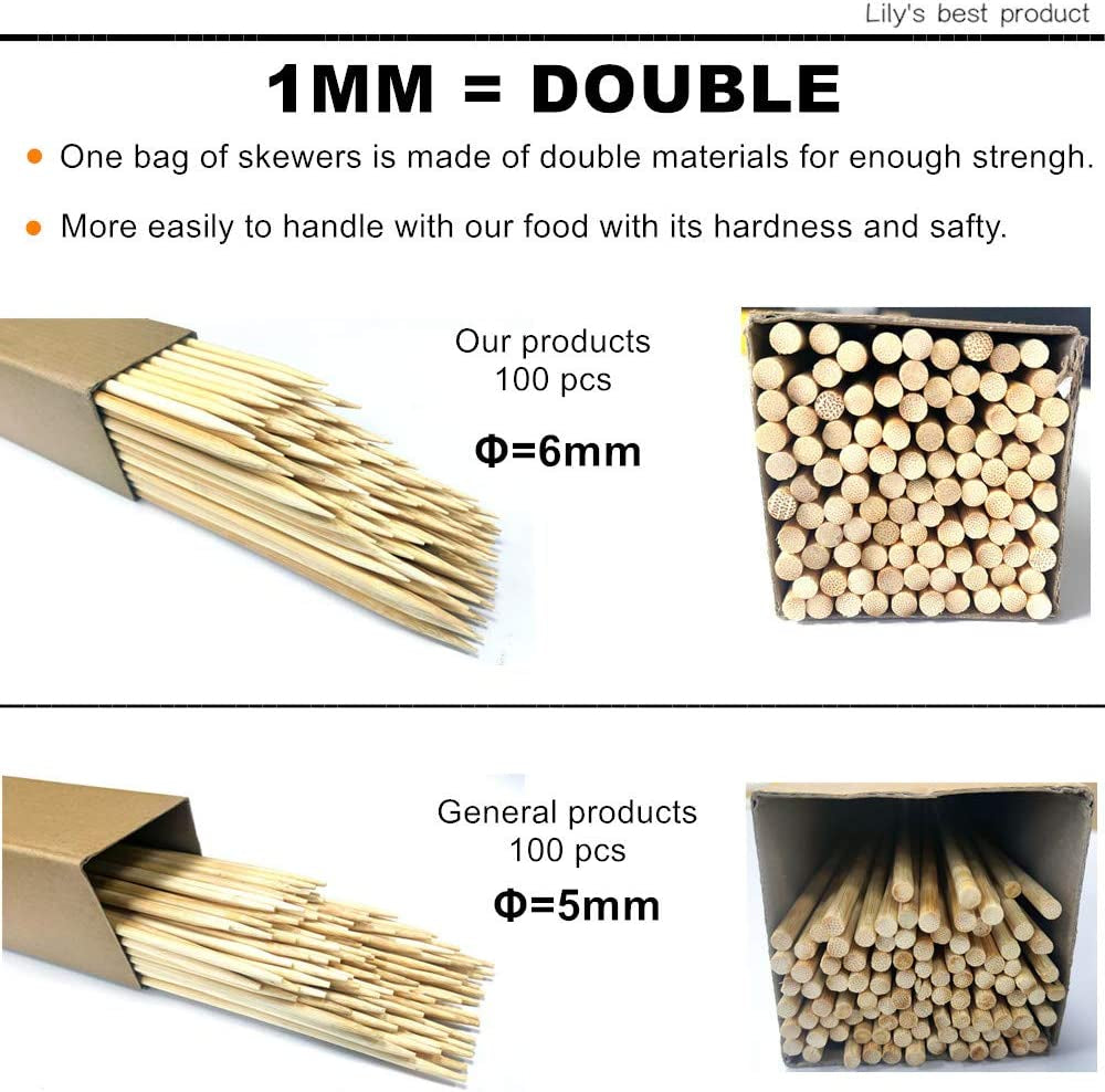 30" Natural Bamboo Skewers Sticks for Marshmallows，S'Mores，Bbq，Kabob，Grilling，Barbecue，Roasting，Camping.More Size Choices 6"/8"/10"/12"/14"/36"(100 PCS)
