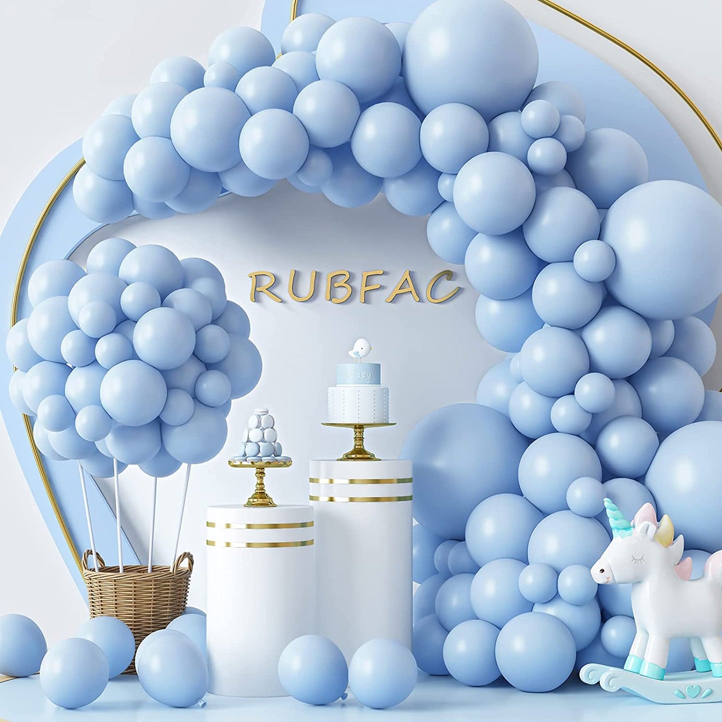 129Pcs Pastel Blue Balloons Different Sizes 18 12 10 5 Inch for Garland Arch, Light Blue Balloons for Birthday Baby Shower Gender Reveal Wedding Party Decoration