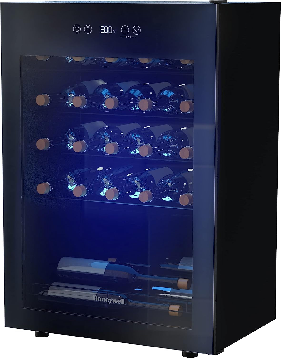 24 Bottle Compressor Wine Cooler Refrigerator, Compact Wine Cellar for Red, White, Champagne or Sparkling Wine, Digital Temperature Control, Glass Door