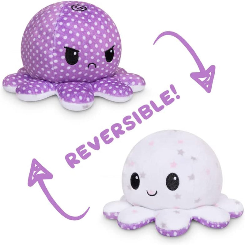 - the Original Reversible Octopus Plushie - Polka Dot + Stars - Cute Sensory Fidget Stuffed Animals That Show Your Mood