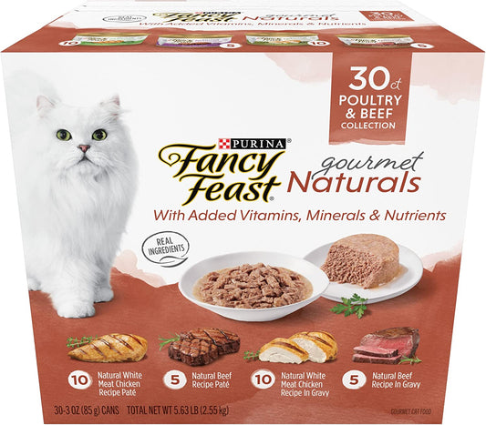Wet Cat Food Variety Pack Gourmet Naturals Poultry and Beef Collection - (30) 3 Oz. Cans