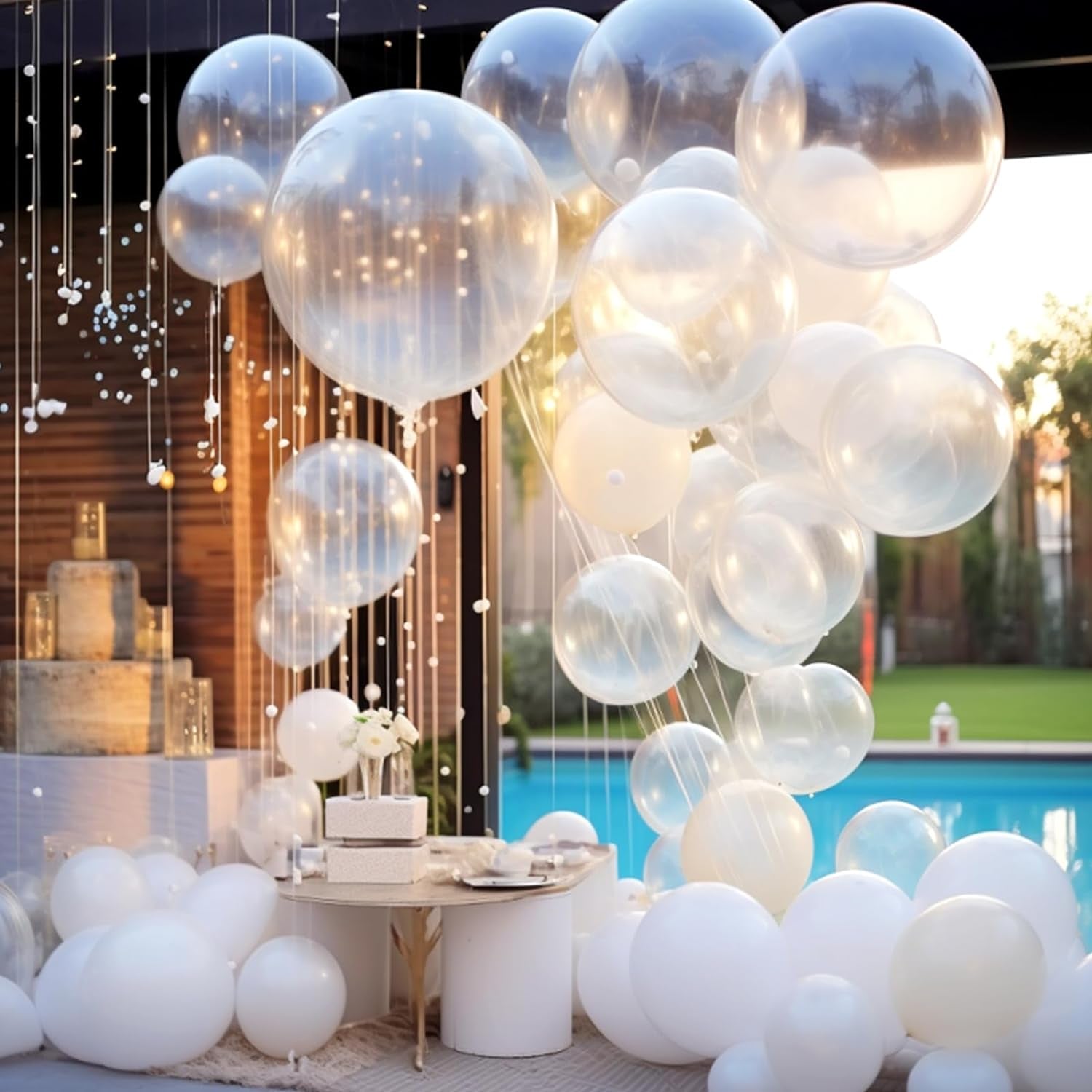129Pcs Clear Balloons Different Sizes 18 12 10 5 Inches for Garland Arch, Transparent Balloons for Birthday Baby Shower Gender Reveal Wedding Party Decoration