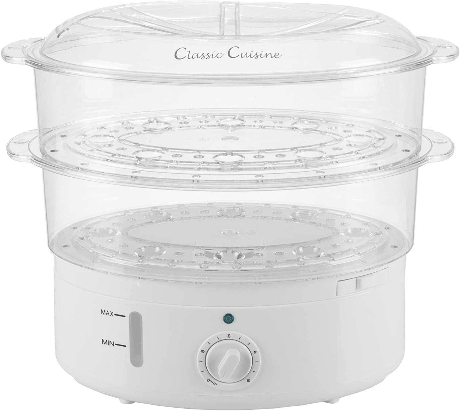 Vegetable Steamer Rice Cooker- 6.3 Quart Electric Steam Appliance with Timer for Healthy Fish, Eggs, Vegetables, Rice, Baby Food by Classic Cuisine, 11"D X 11"W X 12.25"H