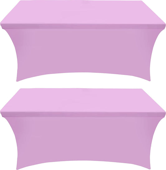 Spandex Tablecloth 2 Pack [6FT, Light Purple] Tight, Fitted, Washable and Wrinkle Resistant Stretch Rectangular Patio Table Cover for Event, Wedding & Parties [72Lx30Wx30H Inch]
