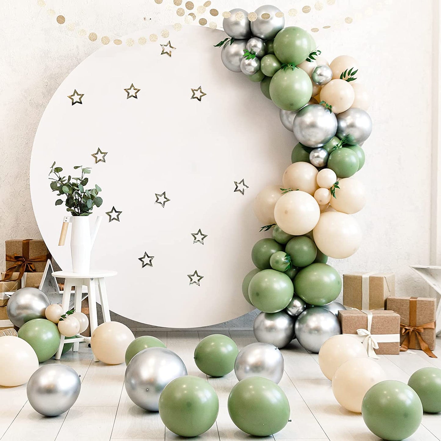129Pcs Sage Green Balloons Latex Balloons Different Sizes 18 12 10 5 Inch Olive Green Party Balloon Kit for Birthday Party Graduation Baby Shower Wedding Holiday Balloon Decoration