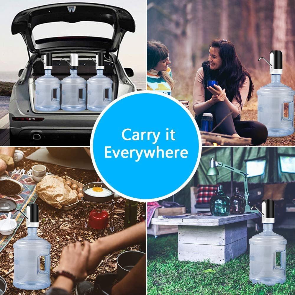 Water Jug Pump, Electric, USB Charging Automatic Drinking Water Pump for Universal 3-5 Gallon Bottle, Portable Water Dispenser for Camping